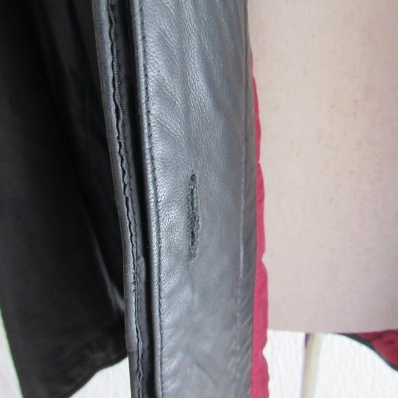 Y2K Lamb Leather Sleek Black Jacket Womens 7/8 S Patchwork Design Express - Picture 10 of 16